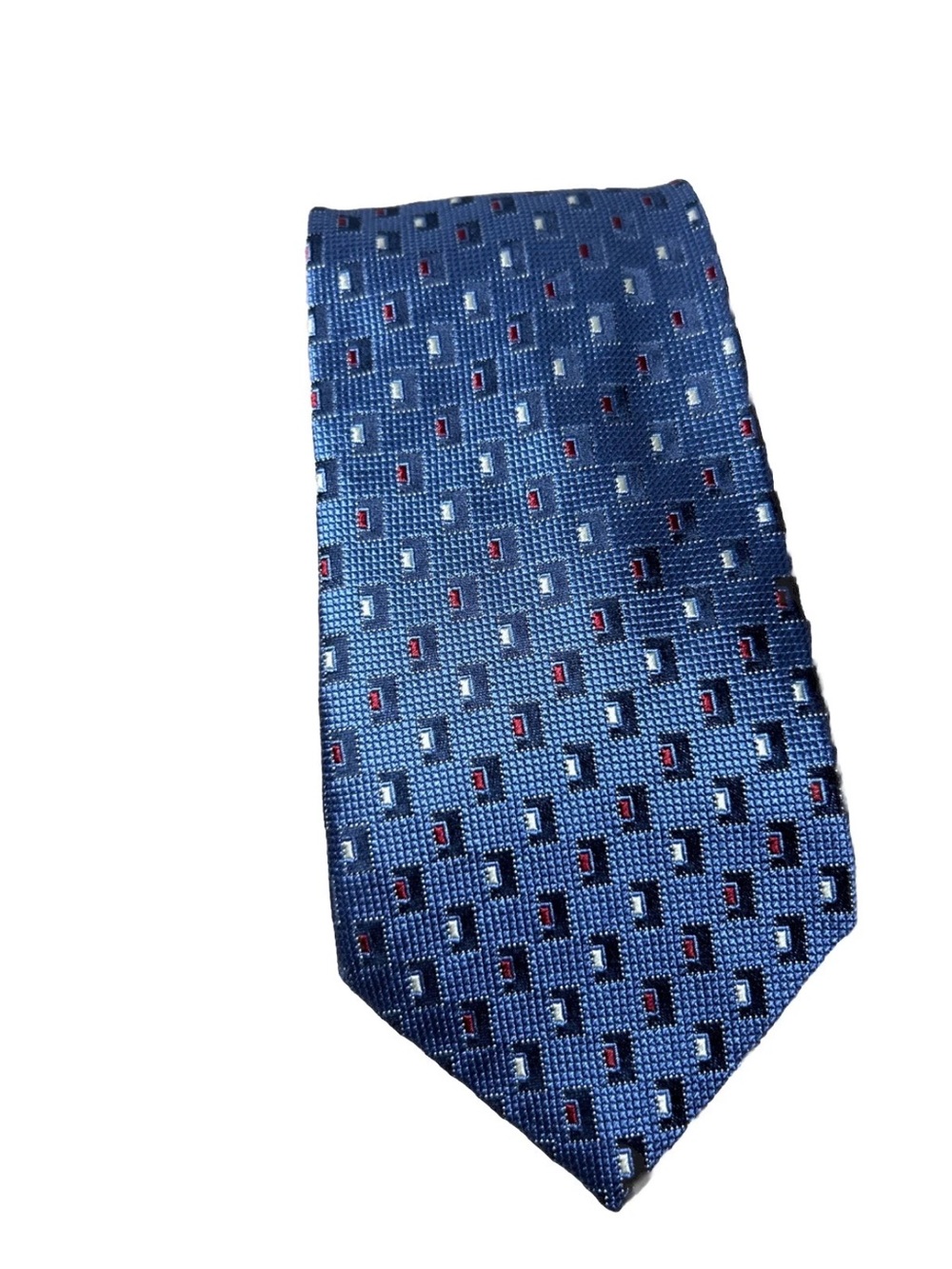 ERMENEGILDO ZEGNA Navy Tie 100% Silk Geometric Made In Italy